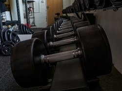 weights sitting in a gym